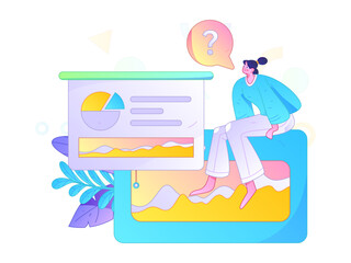 Obraz premium Flat vector illustration of business people operating work scene 