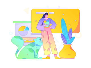 Flat vector illustration of business people operating work scene
