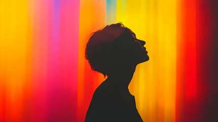 Silhouette of a Person Against a Colorful Background