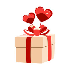 Gift box with a decorative bow and ribbon for Valentine Day vector illustration