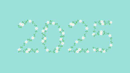 2025 Floral Vector Art, Icon, Logo, Happy New Year 2025
