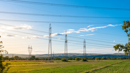 High voltage tall transmission towers