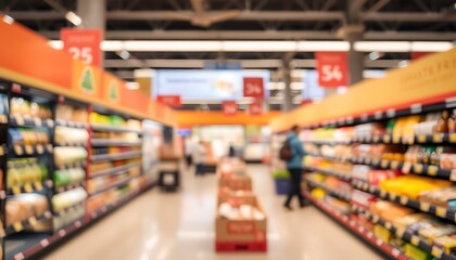 Abstract blur supermarket in department store