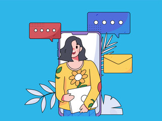 Flat vector illustration of business people operating work scene
