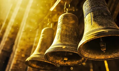 Church Bells Ringing with Sunlight and Dust