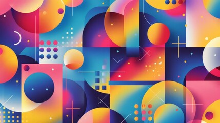 Obraz premium Abstract geometric shapes, vibrant colors blending seamlessly