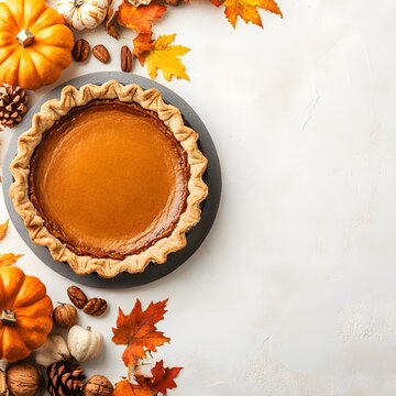 Pumpkin Pie with Fall Decorations