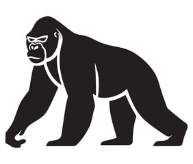 Cartoon gorilla silhouette icon, a minimal and gorilla vector silhouette
