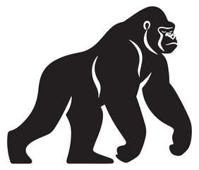 Cartoon gorilla silhouette icon, a minimal and gorilla vector silhouette