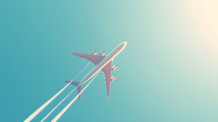 Airplane Ascending into Clear Blue Sky