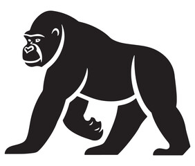 Obraz premium Cartoon gorilla silhouette icon, a minimal and gorilla vector silhouette