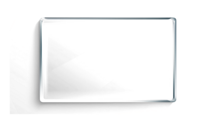 A blank square glass sheet  isolated on transparent background	