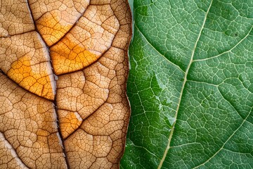 Obraz premium Dried Green Leaf Texture Nature Botany Autumn Spring Contrast Macro Photography C