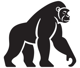 Cartoon gorilla silhouette icon, a minimal and gorilla vector silhouette