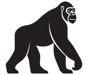 Cartoon gorilla silhouette icon, a minimal and gorilla vector silhouette