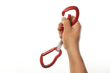 Climbing Ropes And Carabiner, strong and safety connection concepts