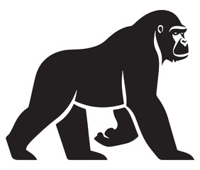 Obraz premium Cartoon gorilla silhouette icon, a minimal and gorilla vector silhouette