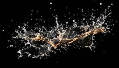Obraz premium A dynamic splash of liquid against a black background, showcasing movement and texture.