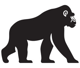 Cartoon gorilla silhouette icon, a minimal and gorilla vector silhouette