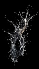 A dynamic splash of water against a black background, showcasing fluid motion and beauty.