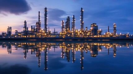 Naklejka premium Night Refinery Reflection