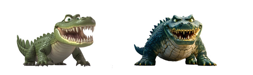 Fototapeta premium cartoon of crocodile with transparent background, PNG file