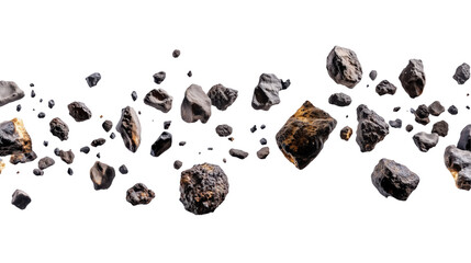 Dynamic Collection of Rocks and Minerals Captured in Motion isolated on transparent background	