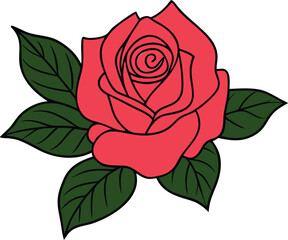 Cute rose flower vector art illustration on a white background