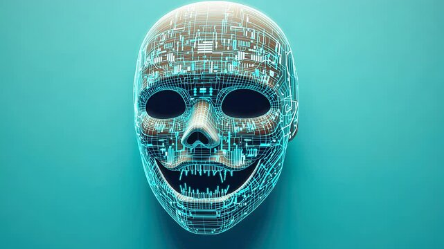 wireframe A futuristic digital skull with intricate circuitry patterns
