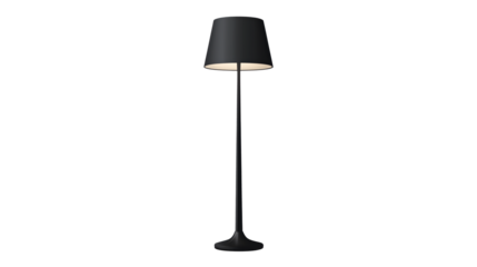 Elegant Black Floor Lamp isolated on transparent background	