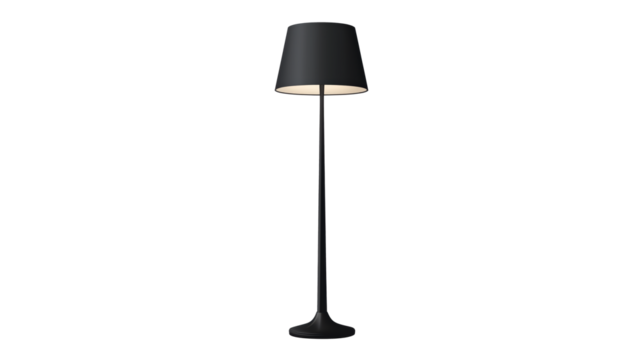 Elegant Black Floor Lamp isolated on transparent background	