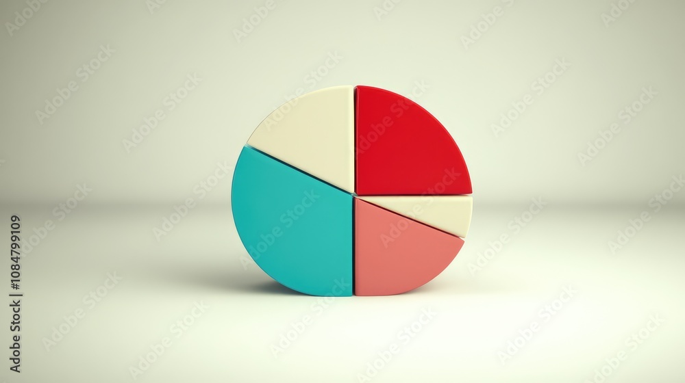Poster colorful pie chart representation with segments for data visualization and analysis in educational o
