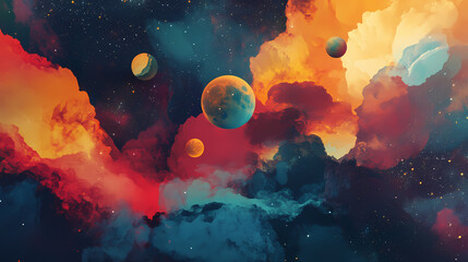 Fototapeta premium Stock images created to depict the mysteries of the universe through cosmic colors, celestial forms, and mystical symbols. Epiphany. Illustration