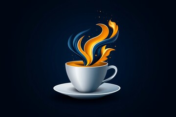 Simple vector illustration of a coffee cup with steam lines, minimalist and clean design