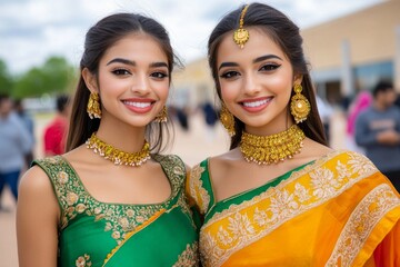 Woman in traditional attire at a cultural festival, radiating pride and elegance