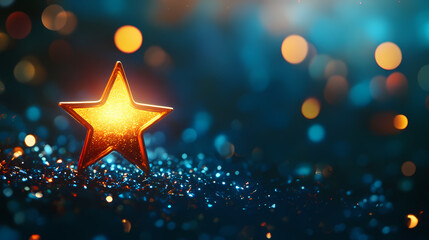 Shining epiphany star in night sky, baby jesus adoration, copy space, blurred background. Epiphany. Illustration