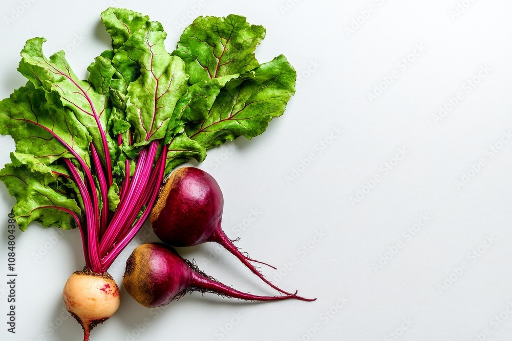 Poster single beetroot in a minimalist graphic, with a soft pink color on a plain background