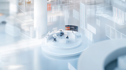 Futuristic Data Monitoring Center Workspace