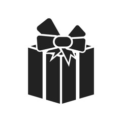 Isolated black pictogram gift box, present, award for valentine, Christmas, anniversary and New year graphic element
