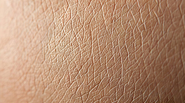 Close-up Macro Photograph of a Light Brown Leather Texture with a Detailed Pattern of Interconnected Lines Forming a Grid-like Structure
