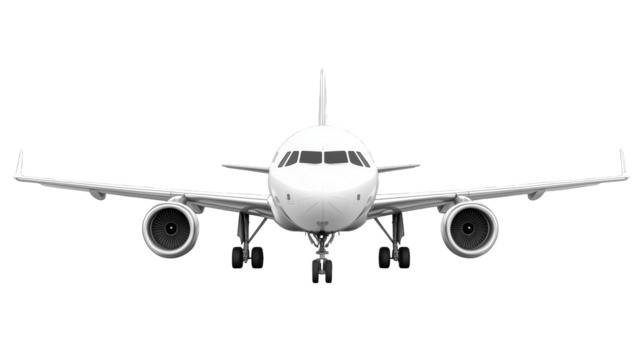 Front View of a Modern Airplane for Aviation and Travel Related Use isolated on transparent background	 - Powered by Adobe