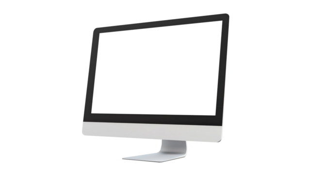 Minimalist Computer Monitor with Blank Screen isolated on transparent background	