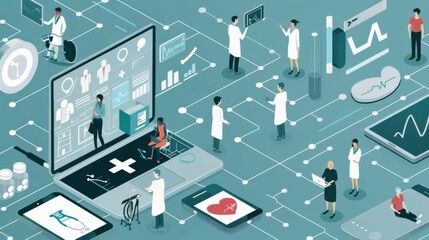 A digital health clinic offering telemedicine consultations and virtual healthcare services, Healthcare scene, Telehealth style