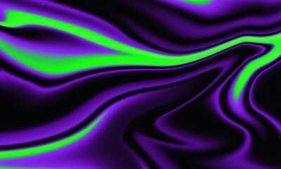 A vibrant, abstract swirl of purple and green hues creates a dynamic and captivating visual experience against a black background.