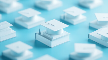 Graduation Cap and Books as Symbols of Education