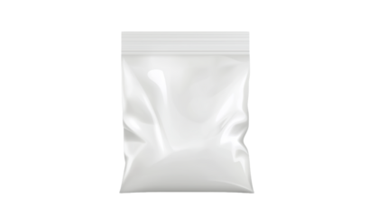 White blank foil plastic bag mockup isolated on transparent background	
