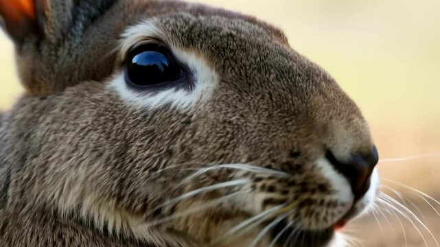 Wild rabbit licking its lips in slow motion