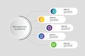 Obraz premium Circular layout diagram with 5 list of steps, circular layout diagram infographic element template