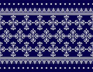 Geometric ethnic oriental ikat pattern traditional Design for background,carpet,wallpaper,clothing,wrapping,Batik,fabric,Vector illustration.embroidery style.