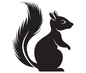 Squirrel on white background, Cartoon squirrel silhouette vector